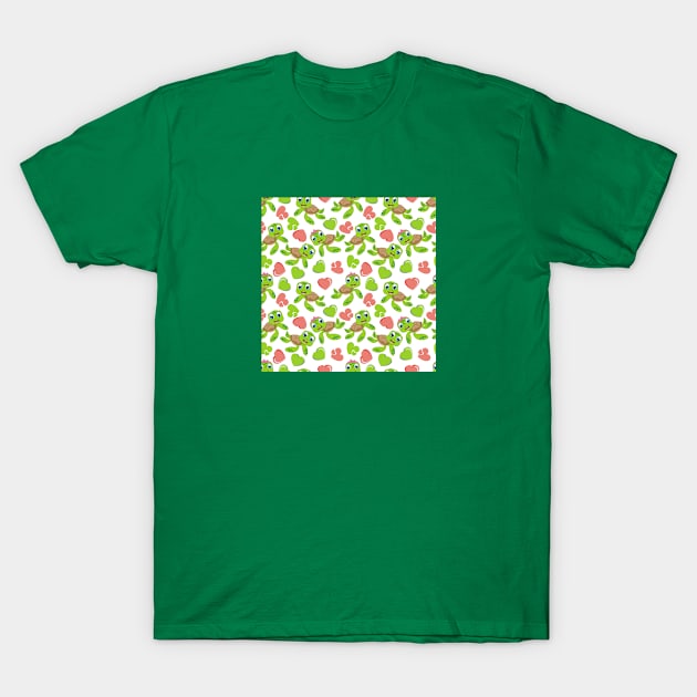 Cute Little Turtles Pattern T-Shirt by PaperDreamPod